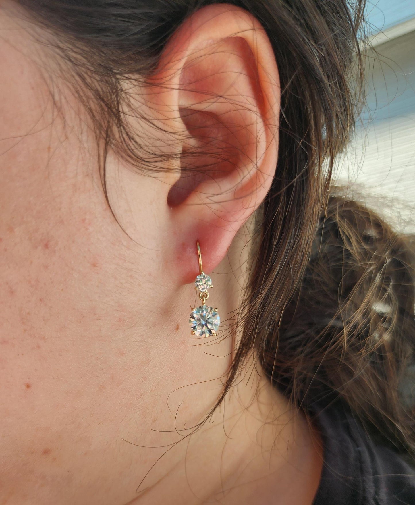 Diamond Drop Earrings: 4.6ctw 14k Yellow Gold Bridal Jewelry