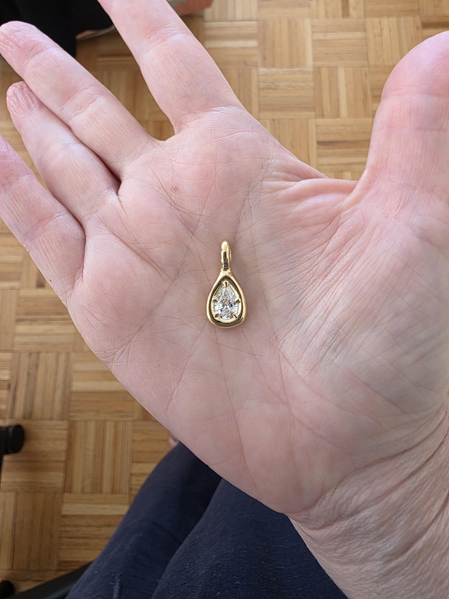 Pear Shaped Diamond Pendant: 18k Gold Minimalist Bridal Necklace