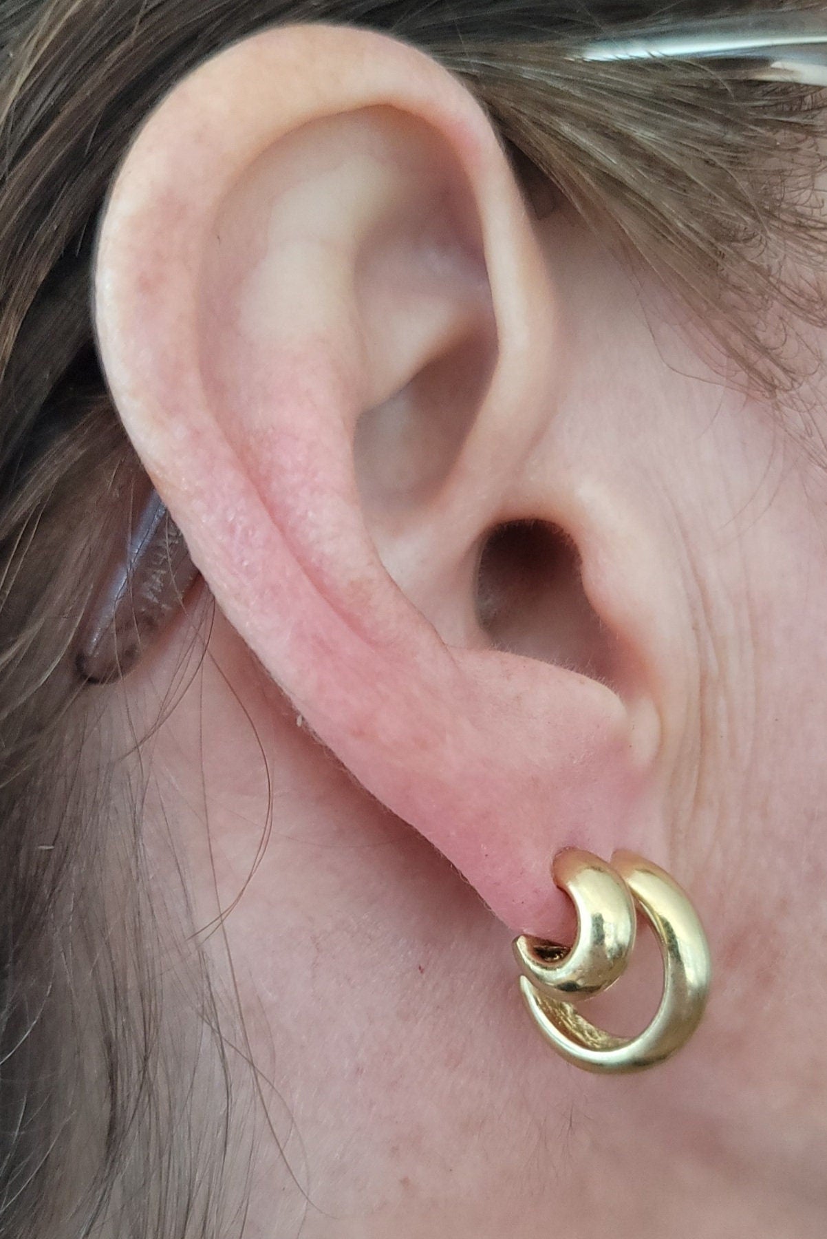 Solid Gold C Hoop Earrings: Chunky Minimalist 18K Gold Jewelry