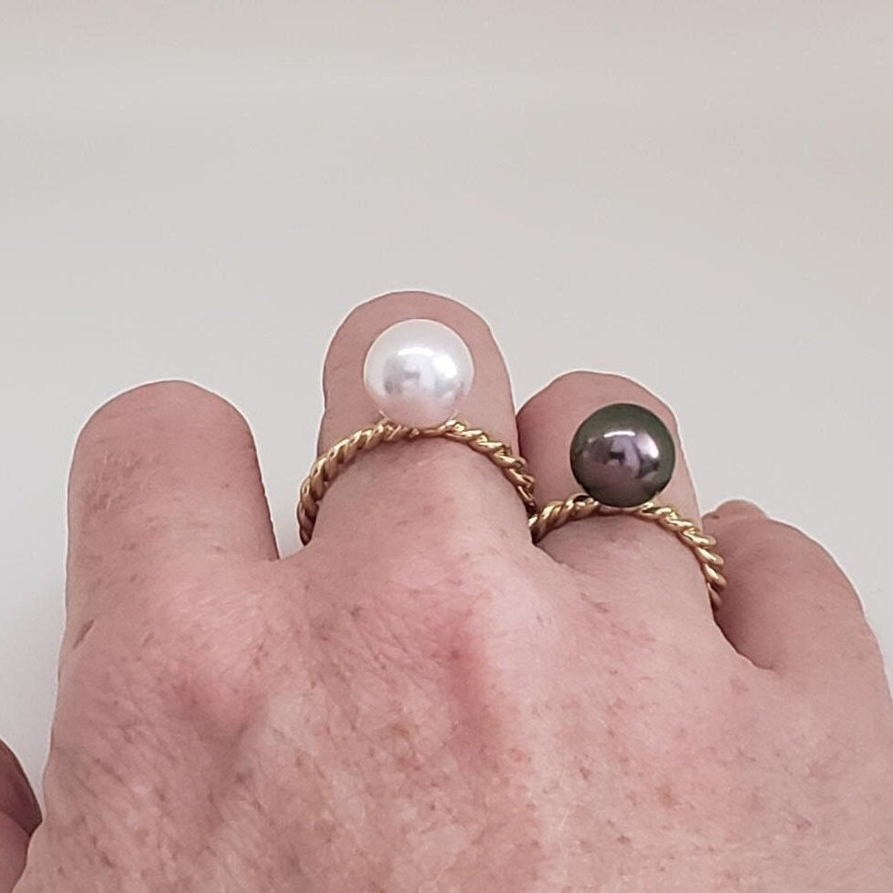 Tahitian Peacock Pearl Gumball Ring