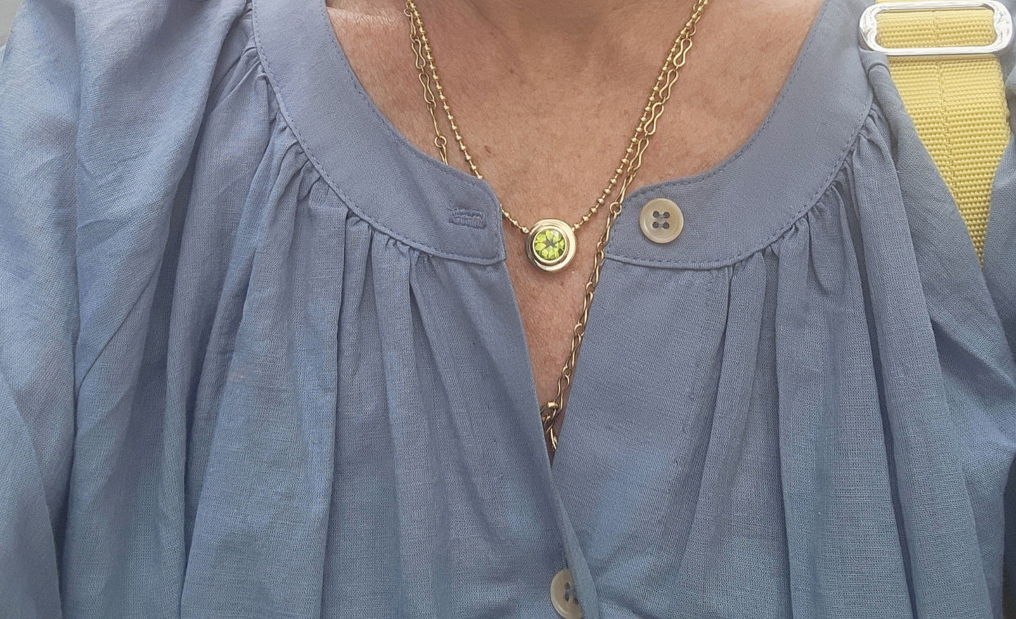Peridot Double Bezel Necklace