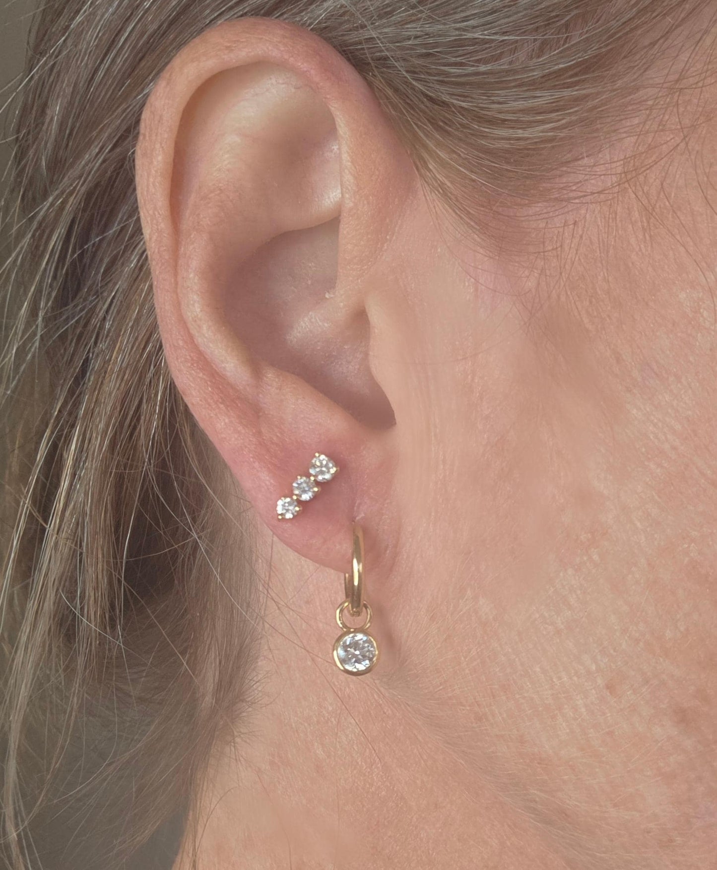 Bezel Set Diamond Drop Huggie Earrings (.40 ct)