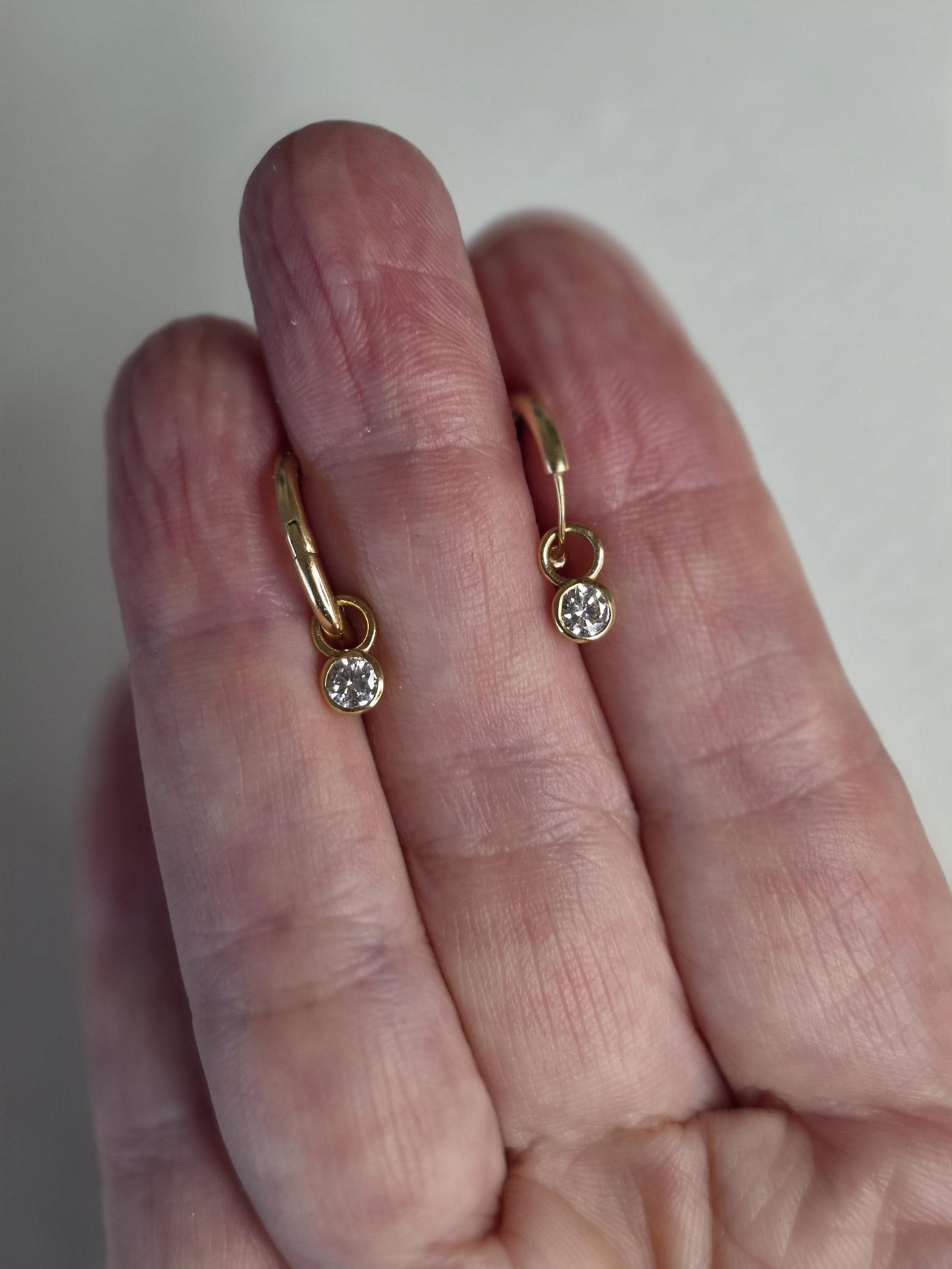 Bezel Set Diamond Drop Huggie Earrings (.40 ct)