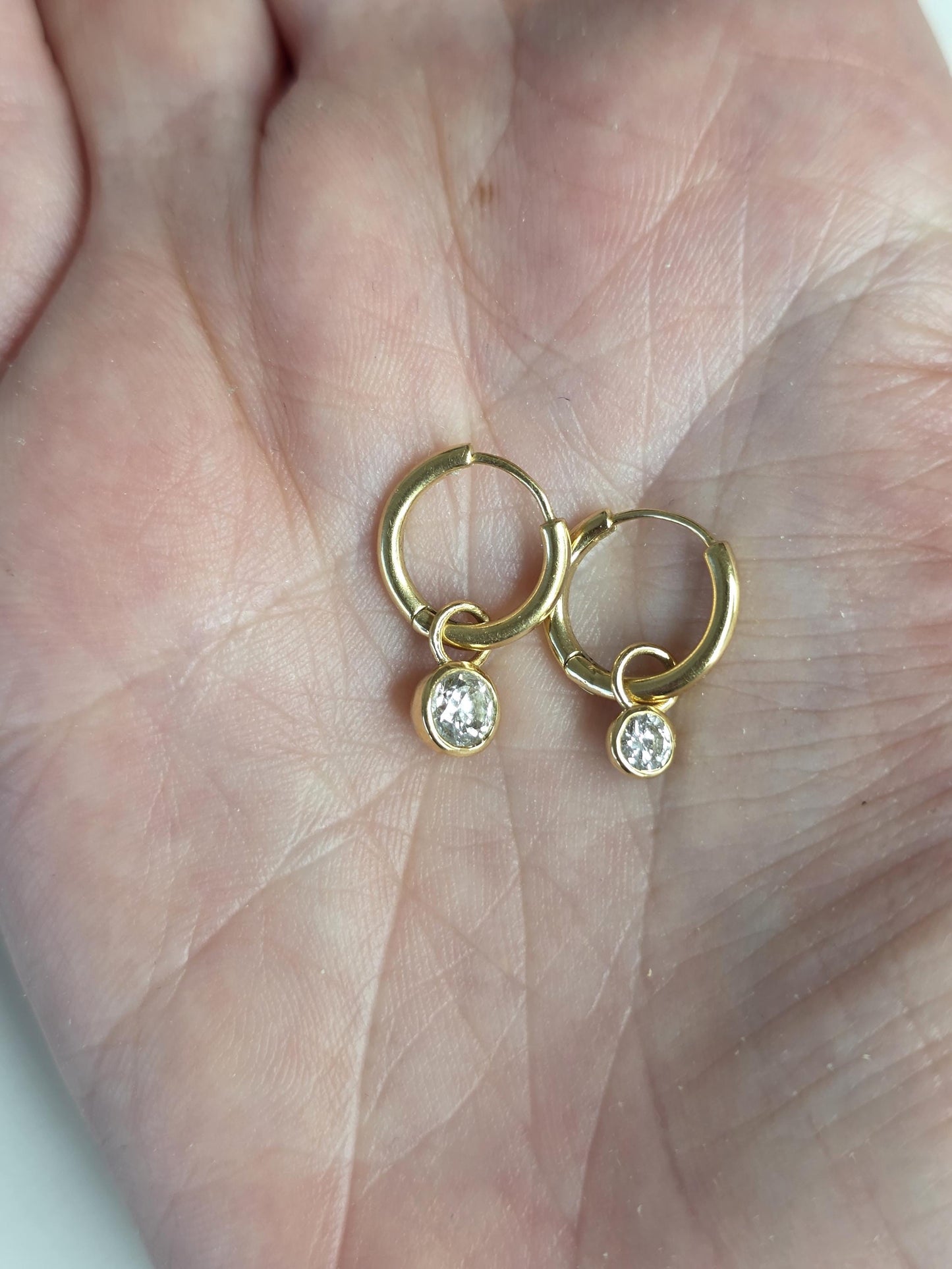 Bezel Set Diamond Drop Huggie Earrings (.40 ct)