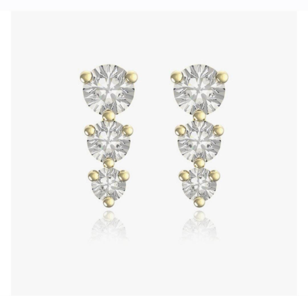 Triple Diamond Stud Earrings