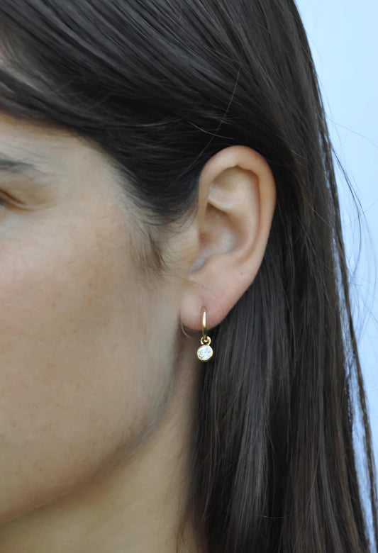 Bezel Set Diamond Drop Huggie Earrings (.40 ct)