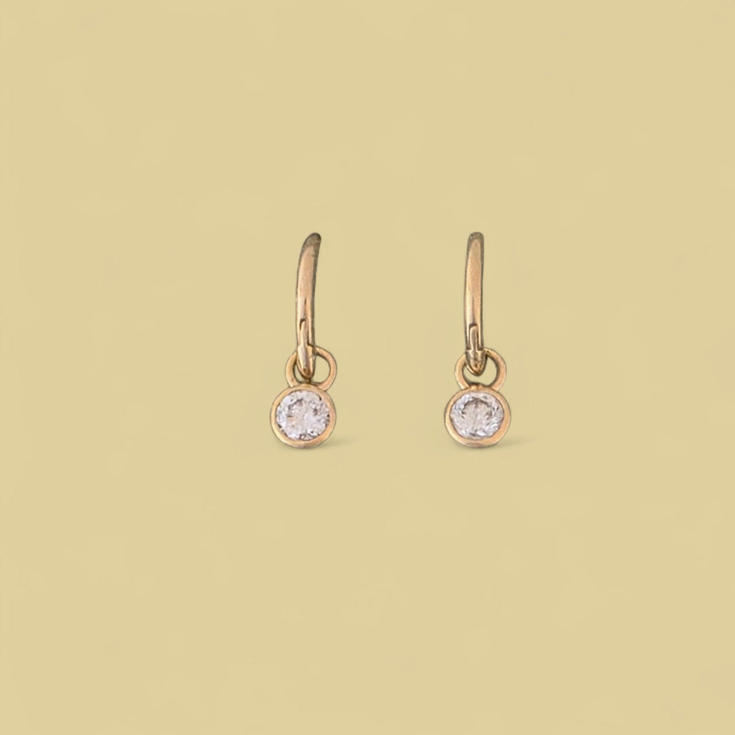 Bezel Set Diamond Drop Huggie Earrings (.40 ct)