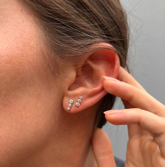 Triple Diamond Stud Earrings