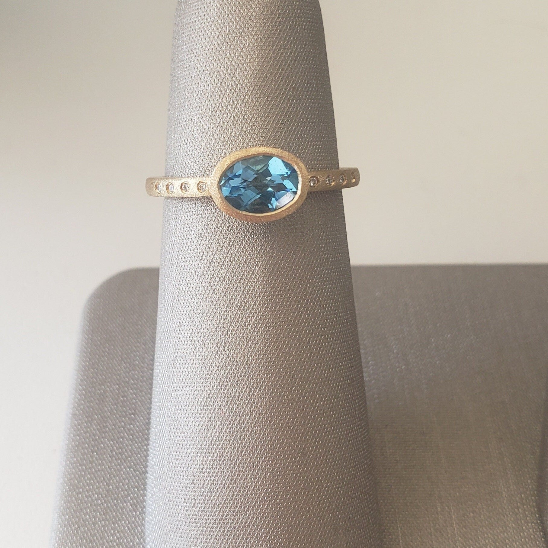 Swiss Blue Topaz and Diamond Ring