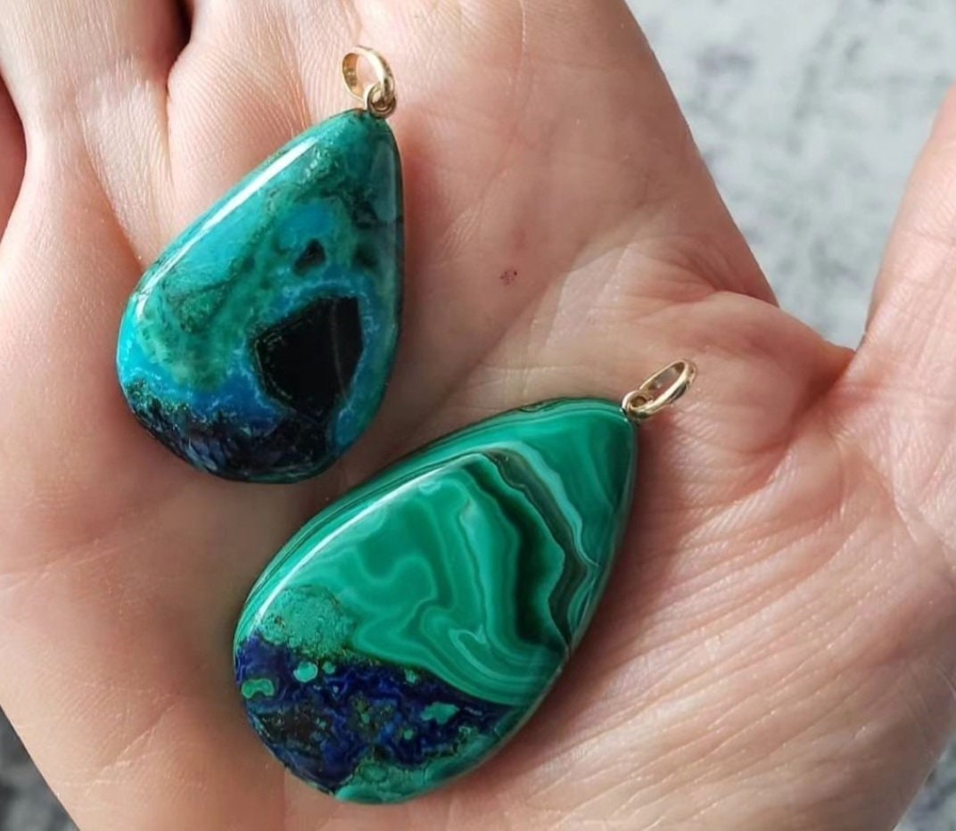 Azurite Malachite Pendants