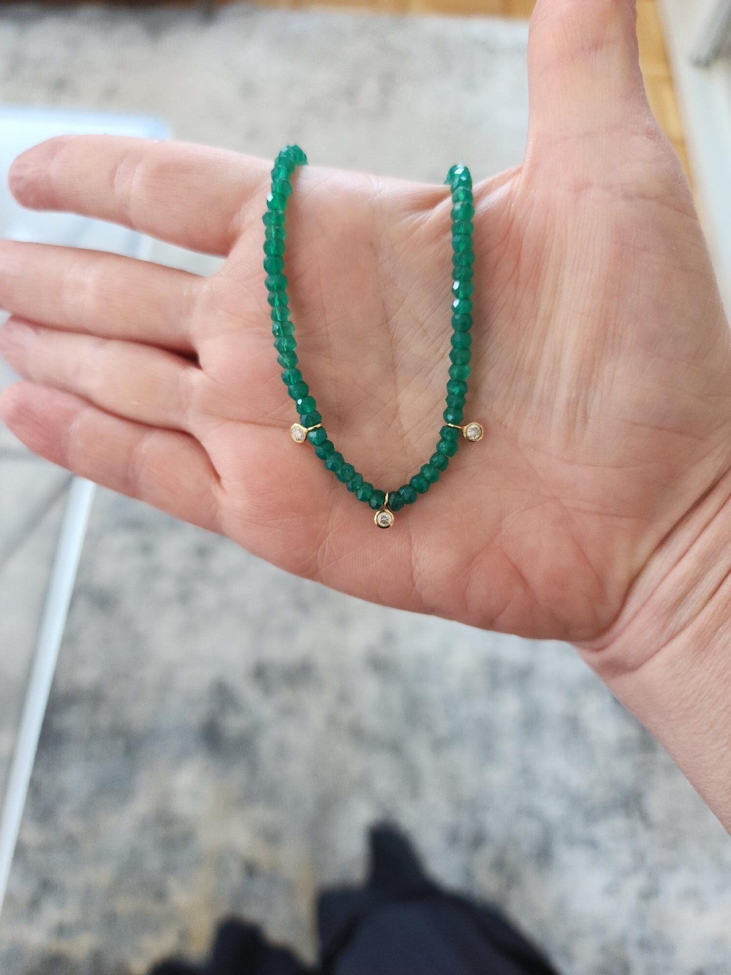 Green Onyx and Diamond Necklace