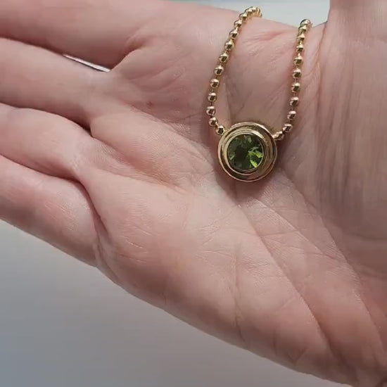Peridot Double Bezel Necklace