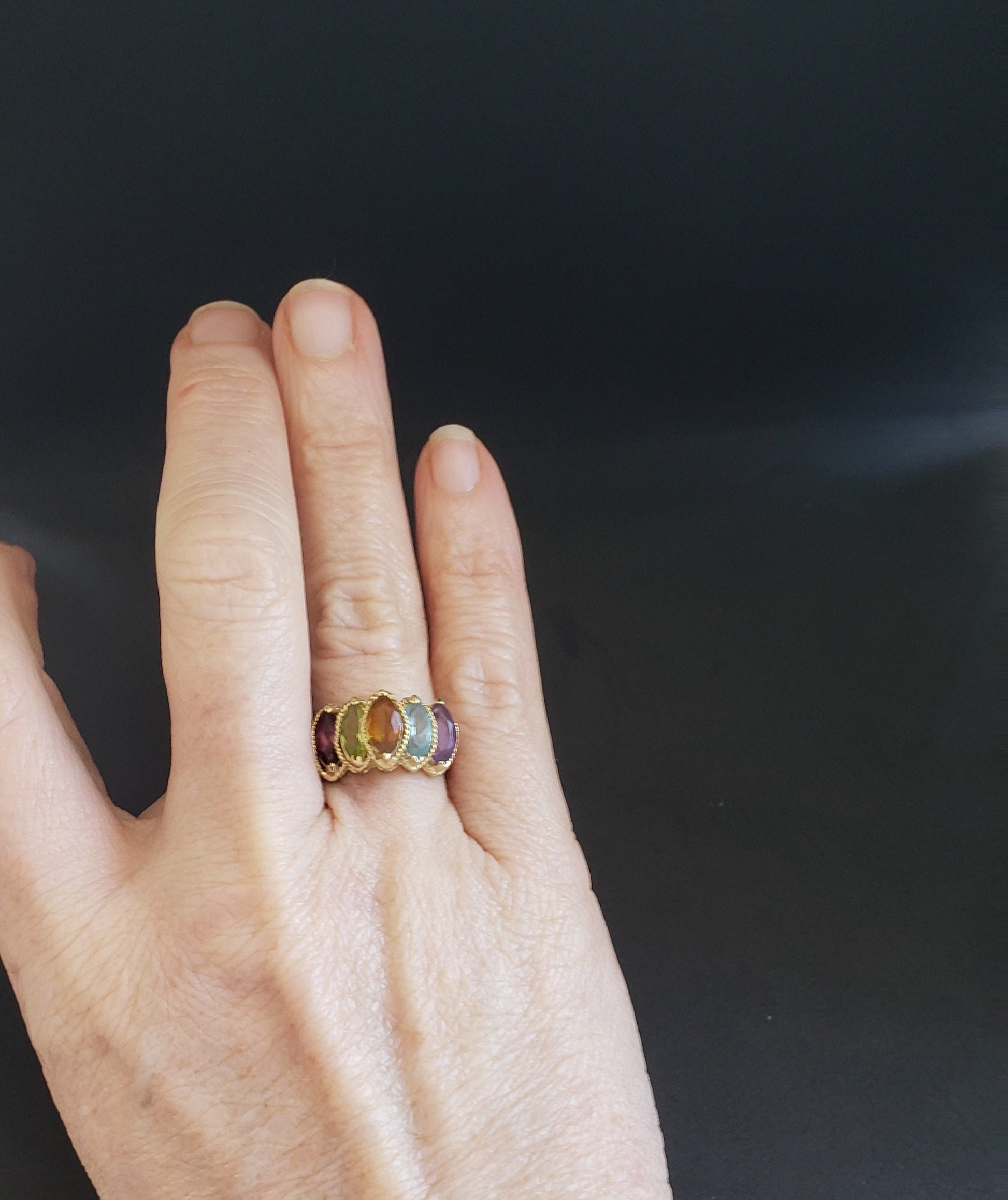 14K Gold Colored Gemstone Ring