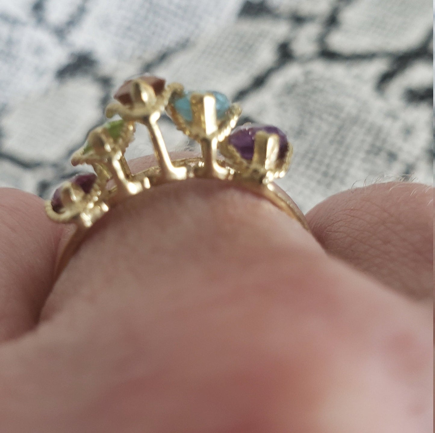 14K Gold Colored Gemstone Ring