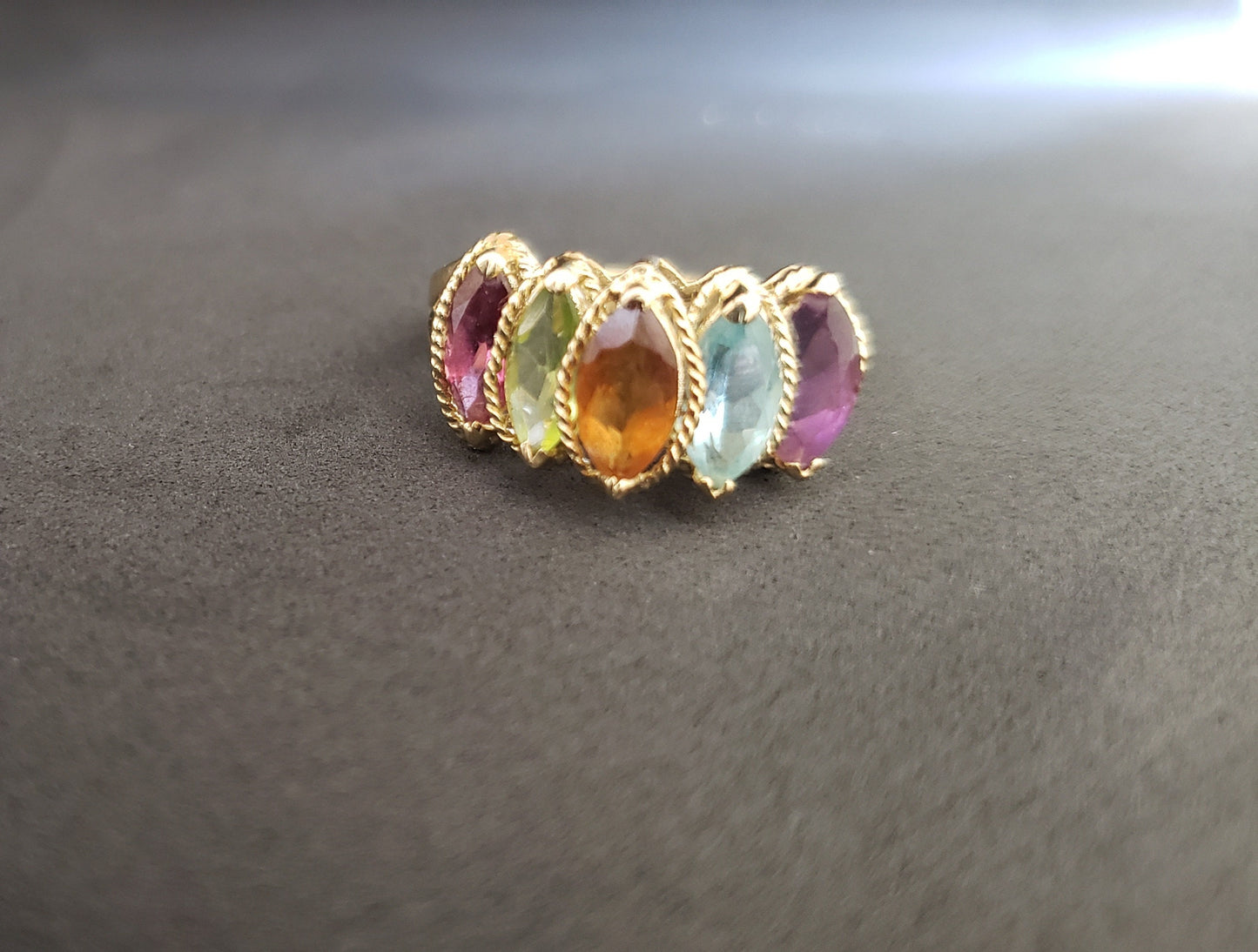 14K Gold Colored Gemstone Ring