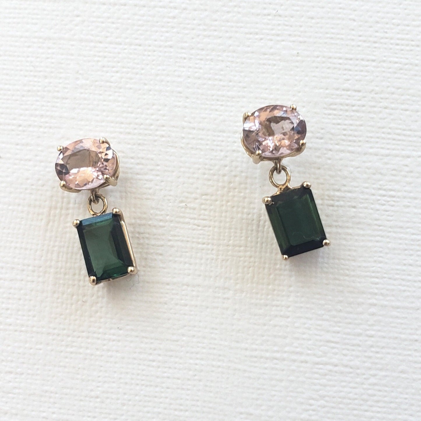 Pink Topaz and Tourmaline Earrings