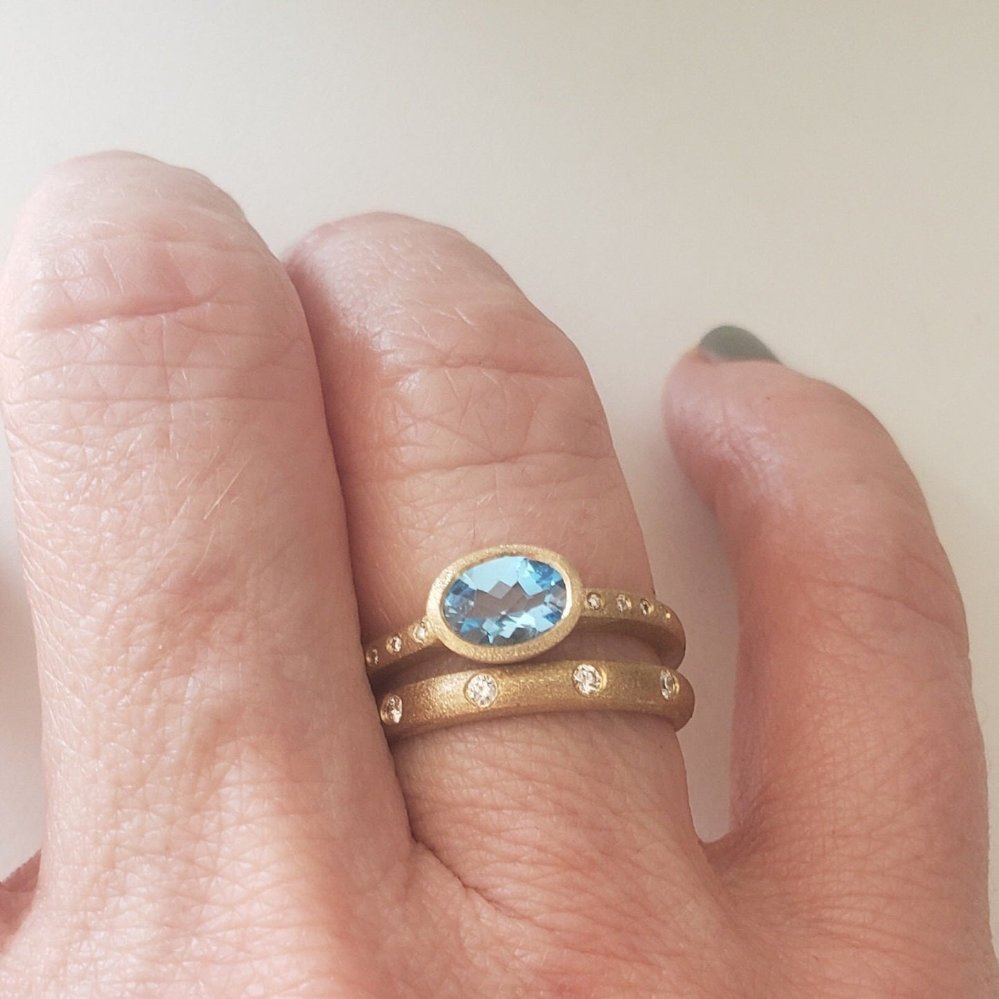 Swiss Blue Topaz and Diamond Ring