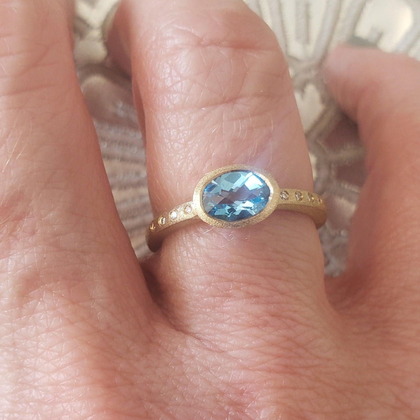 Swiss Blue Topaz and Diamond Ring