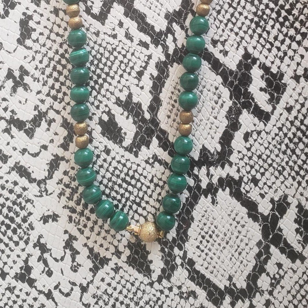 Malachite and Gold Necklace