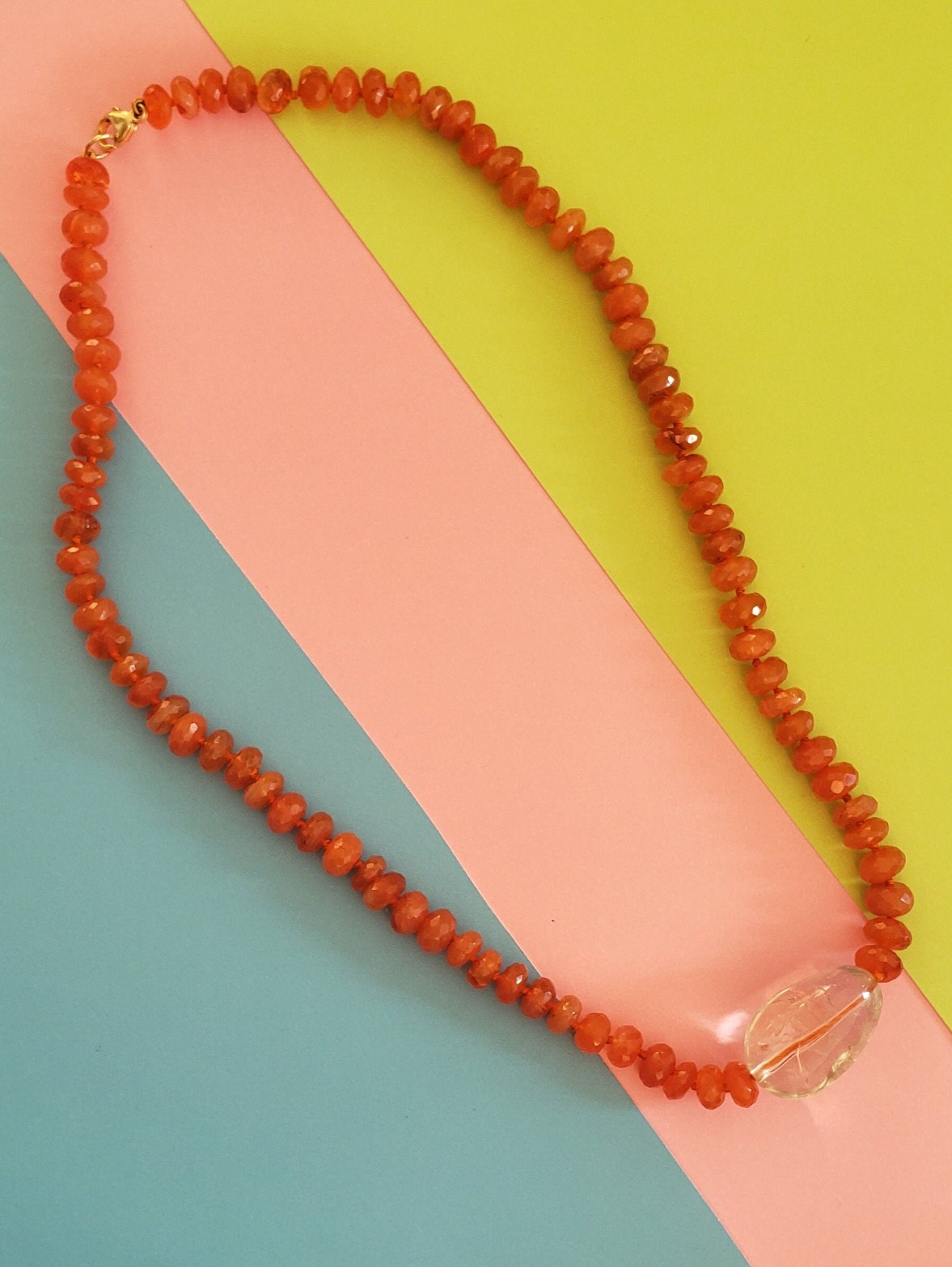 Carnelian and Fluorite Beaded Necklace