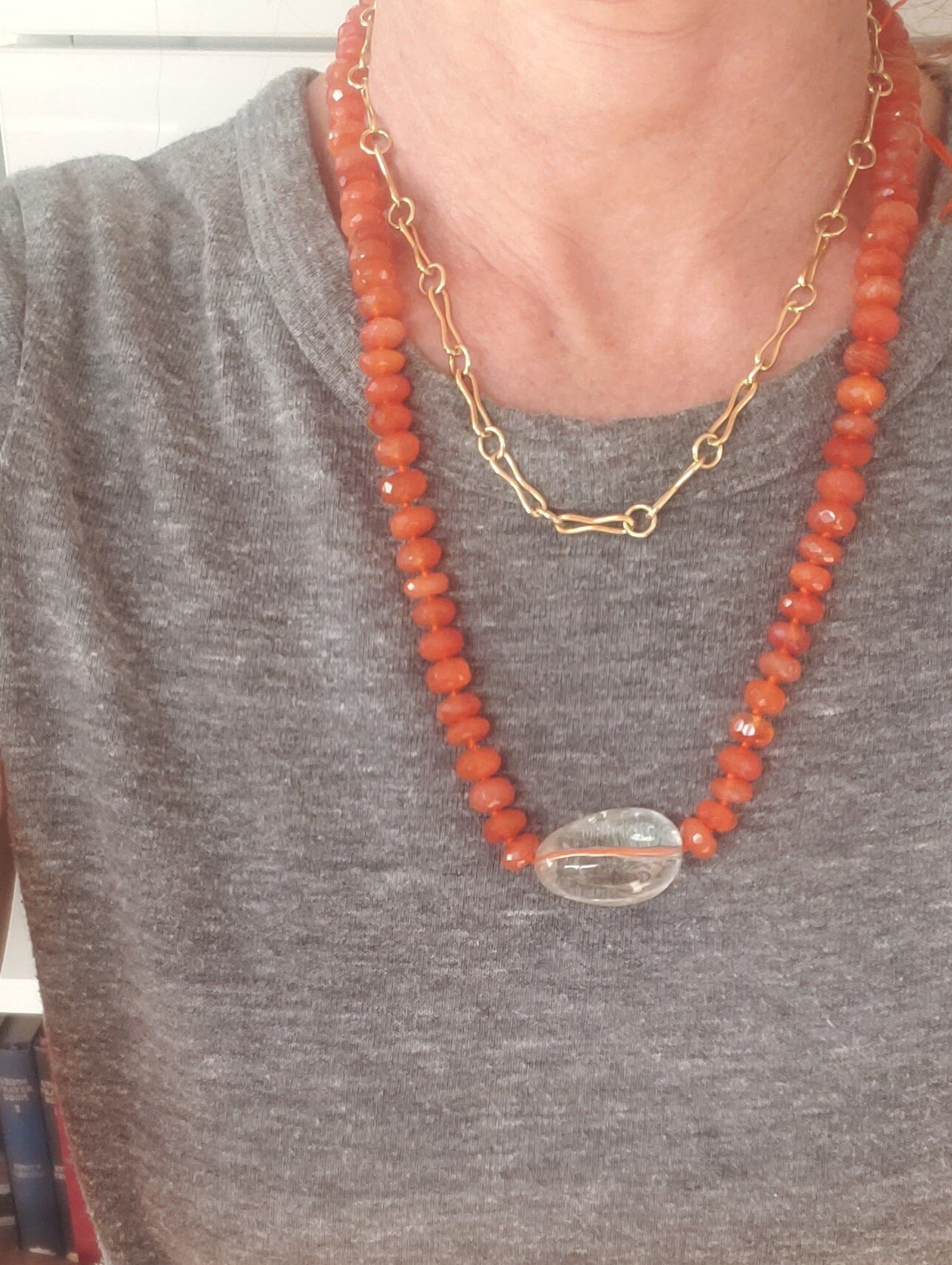 Carnelian and Fluorite Beaded Necklace