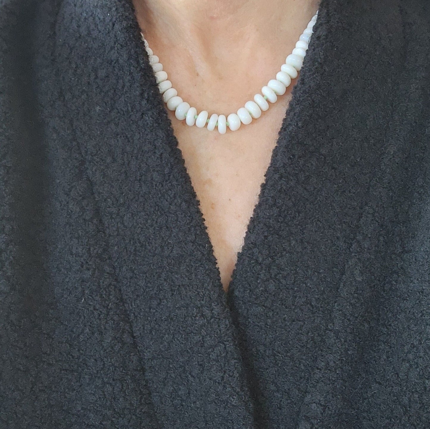 White Opal Beaded Necklace