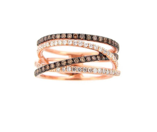 Rose Gold White and Brown Diamond Ring