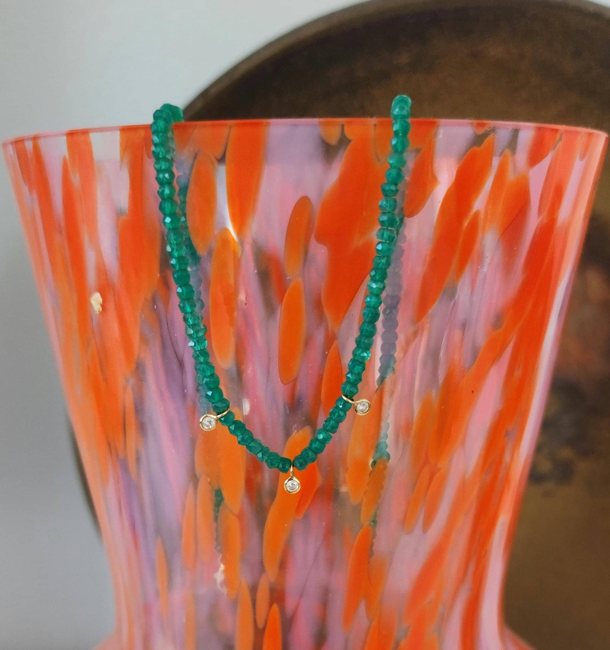 Green Onyx and Diamond Necklace