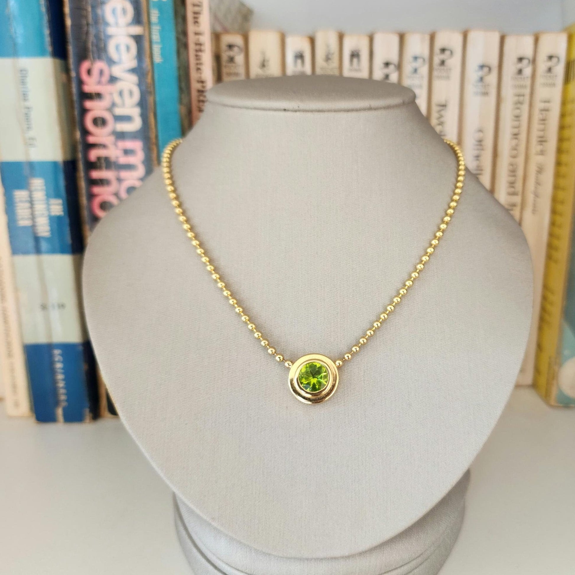 Peridot Double Bezel Necklace